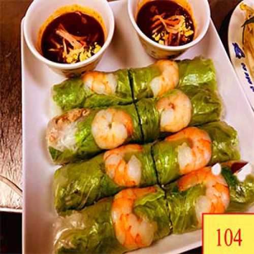104. GỎI CUỐN TÔM THỊT - VIETNAMESE STYLE SHRIMP, PORK & SALAD FRESH ROLL ( 2 ROLLS) OR ( 4 ROLLS)