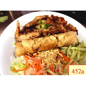 452A. BÚN GÀ NƯỚNG, CHẢ GIÒ - VERMICELLI WITH SPRING ROLL(PORK & SHRIMP) & GRILLED CHICKEN LEMONGRASS