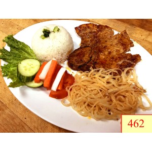 462. CƠM TẤM SƯỜN NƯỚNG, BÌ - GRILLED PORK CHOP & SHREDDED PORK SKIN WITH STEAMED RICE