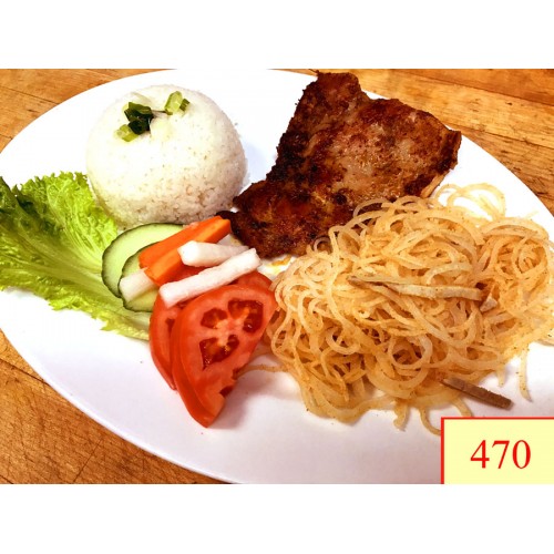470. CƠM TẤM GÀ NƯỚNG, BÌ - GRILLED CHICKEN LEMONGRASS, SHREDDED PORK SKIN WITH STEAMED RICE