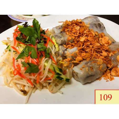 109. BÁNH CUỐN NÓNG ( KHÔNG CHẢ LỤA) - STEAM RICE FLOUR WITH GROUND PORK ( WITHOUT VIETNAMESE SAUSAGES)