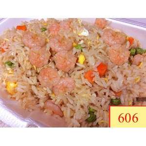 606. CƠM CHIÊN TÔM - SHRIMP FRIED RICE ( SHRIMP, PEAS, CARROTS & EGG)