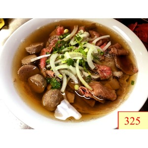 325. PHỞ TÁI NẠM BÒ VIÊN - RARE BEEF & WELL-DON FLANK & BEEF BALLS RICE NOODLE SOUP
